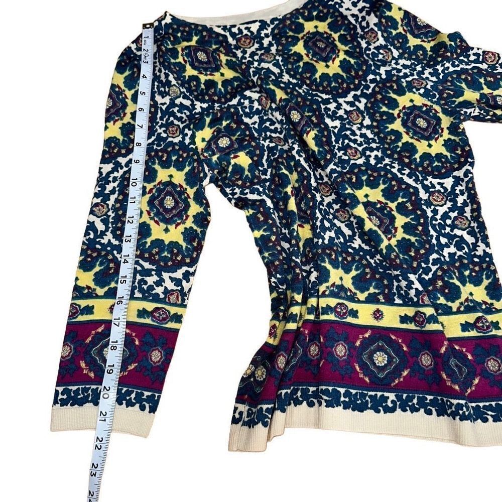 Talbots Womens Merino Wool Colorful Boho Pullover Sweater Artsy Soft Size Large - Picture 8 of 9